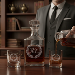 Personalized Square Whiskey Decanter Set | Custom Engraved