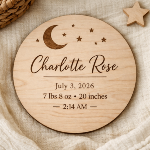 Personalized Baby Birth Announcement Plaque | Custom Birth Stats Sign | Wooden Nursery Keepsake